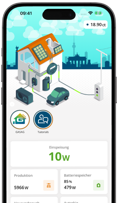 GASAG White-Label-App Home Screen